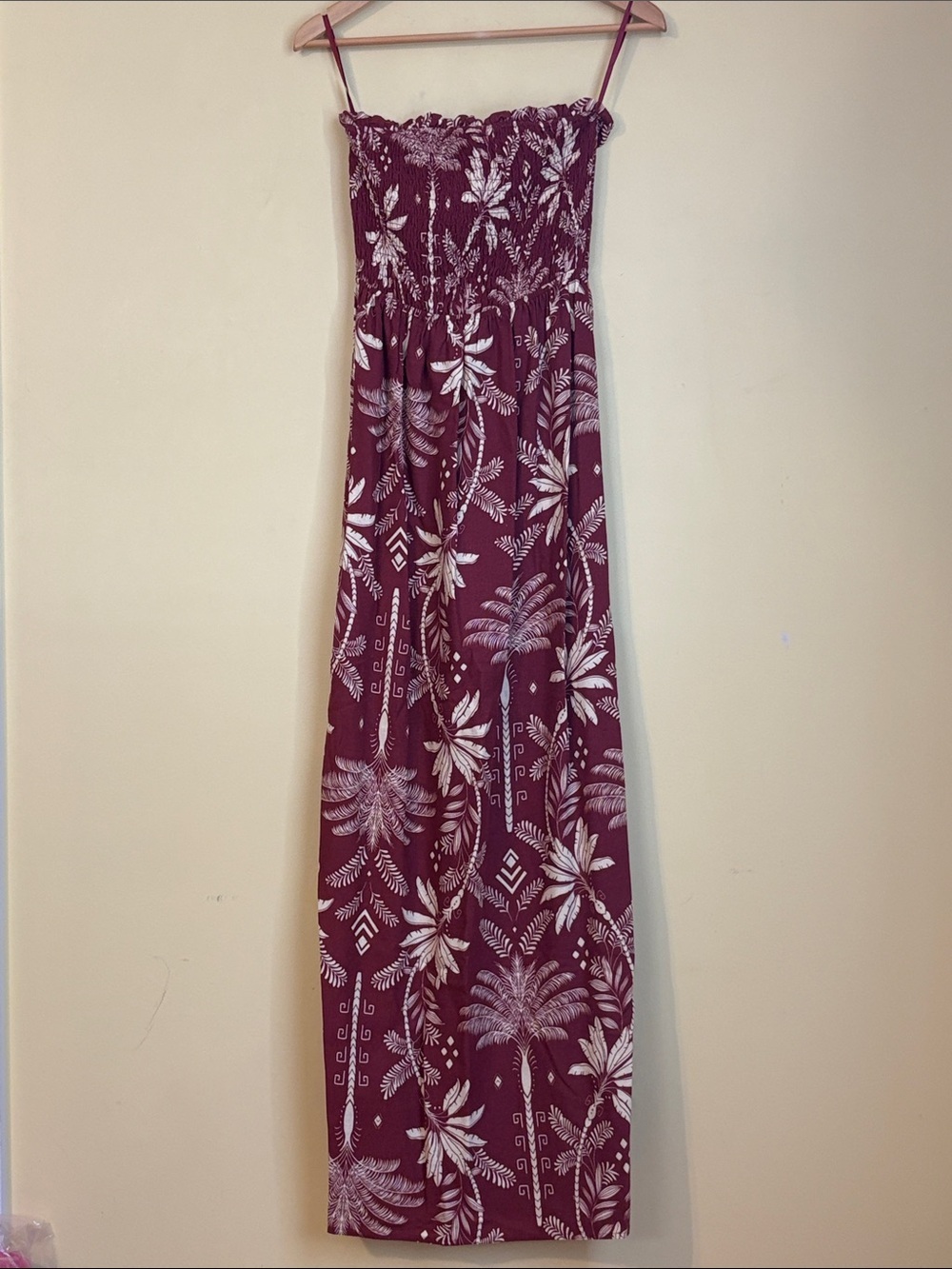 Monteau Los Angeles | NWT Strapless ResortWear Linen Blend Smocked Maxi Dress XS - Picture 4 of 16